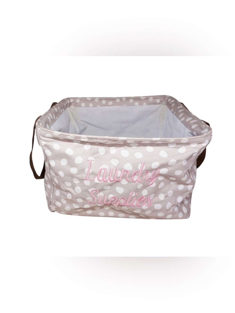 thirty-one Beige Polka Dot Laundry Supplies Caddy with Pink Script - Picture 2 of 10